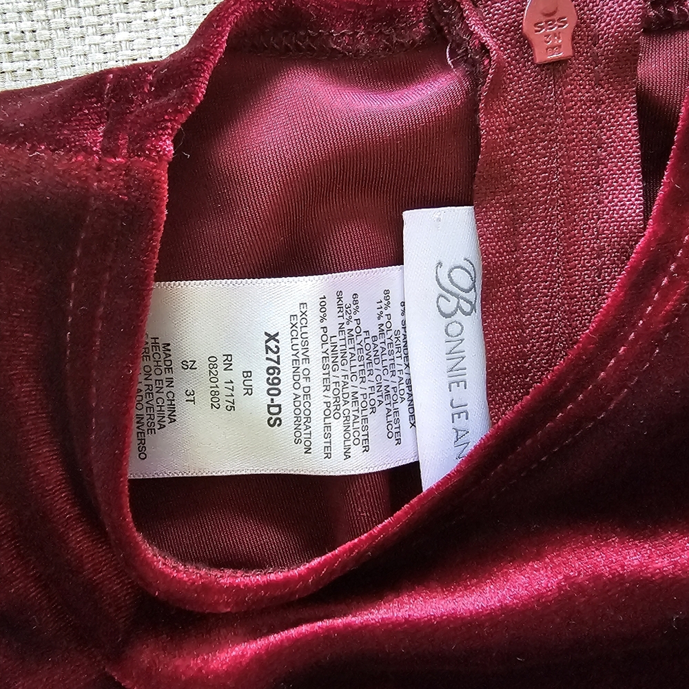 NWT-Bonnie Jean-Girl's-Dress-Size 3T-Burgundy & Gold - Picture 4 of 5